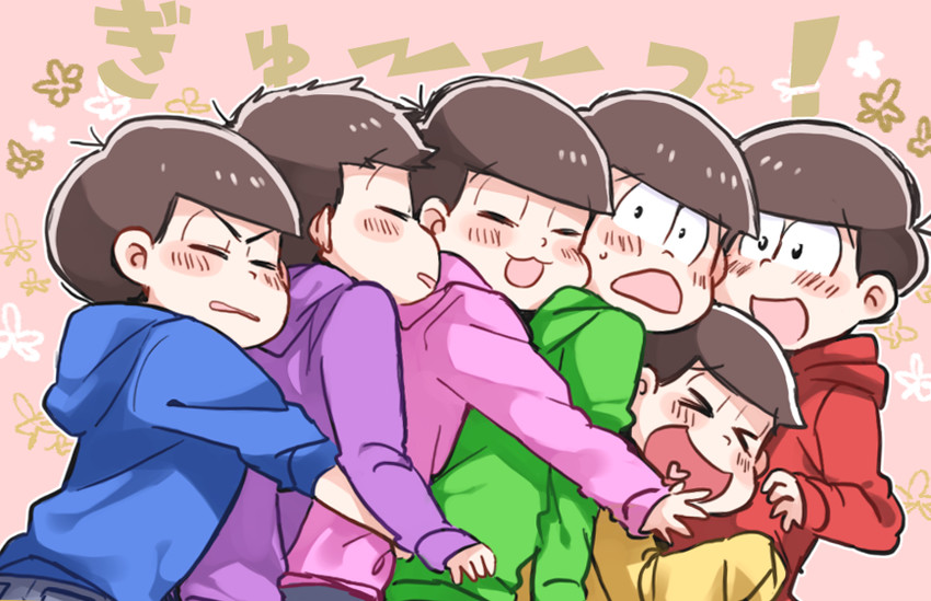 matsuno osomatsu, matsuno karamatsu, matsuno ichimatsu, matsuno jyushimatsu, matsuno choromatsu, and 1 more (osomatsu and 1 more) drawn by yuusuke-kun