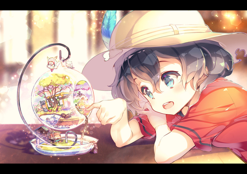 serval, kaban, common raccoon, fennec, japanese crested ibis, and 4 more (kemono friends) drawn by fujishima-sei_ichi-gou