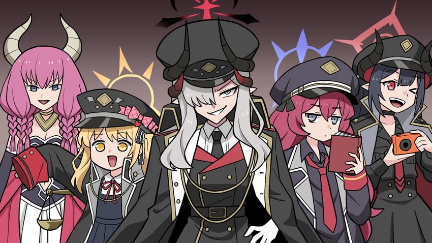 ibuki, iroha, aura, makoto, and chiaki (blue archive and 1 more) drawn by washin