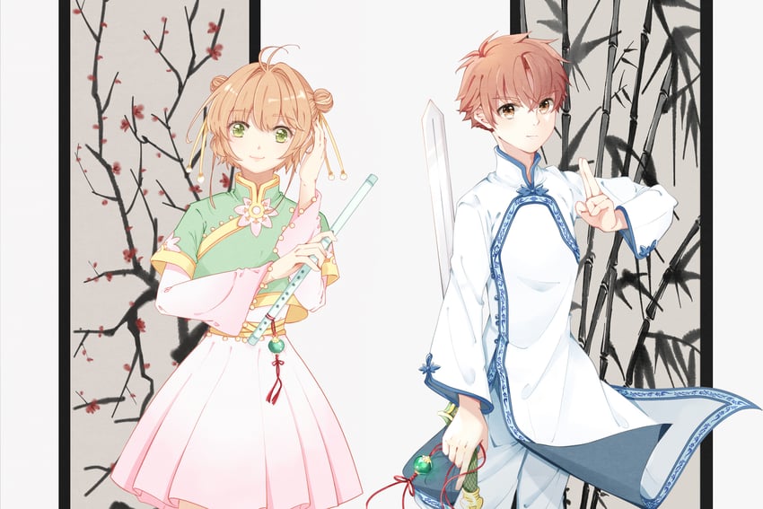 kinomoto sakura and li syaoran (cardcaptor sakura and 1 more) drawn by ying_weiyu