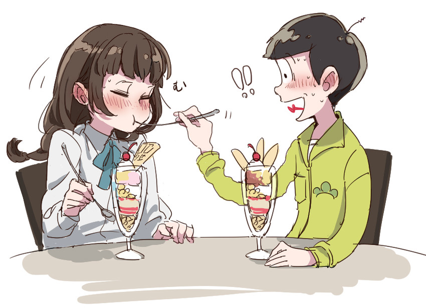 matsuno jyushimatsu and jyushimatsu's girlfriend (osomatsu and 2 more) drawn by yamano_(151515)