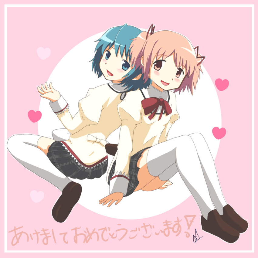 kaname madoka and miki sayaka (mahou shoujo madoka magica) drawn by ma-2_(konkon_kitakitsune)