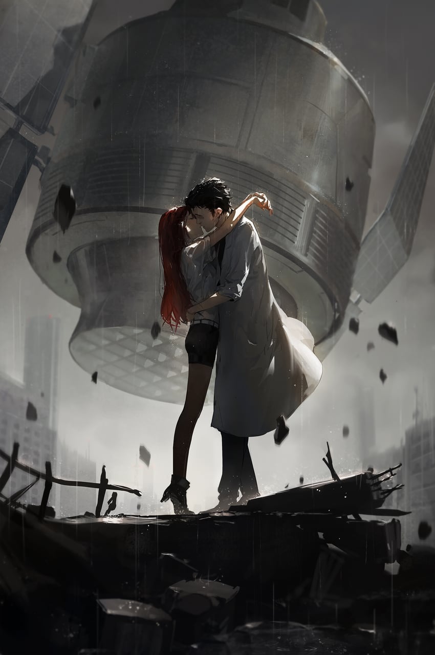 makise kurisu and okabe rintarou (steins;gate) drawn by dino_(dinoartforame)