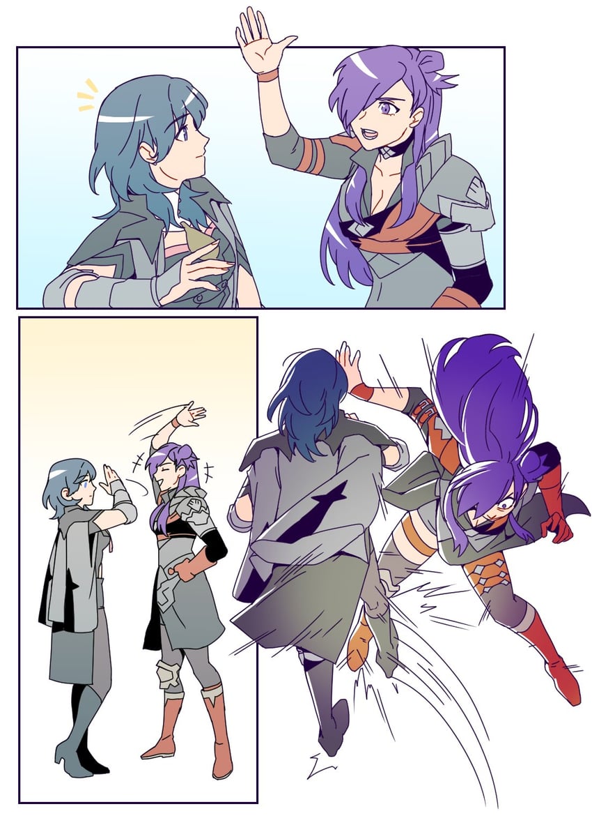 female byleth and female shez (fire emblem and 2 more) drawn by radiostarkiller