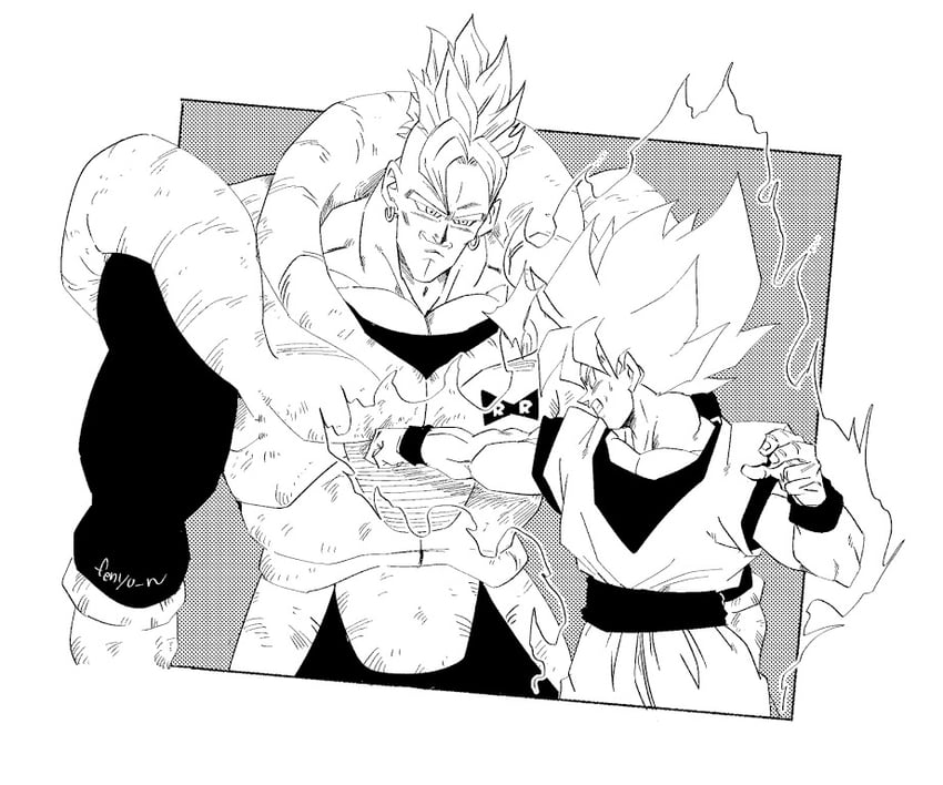 son goku and android 16 (dragon ball and 1 more) drawn by fenyon