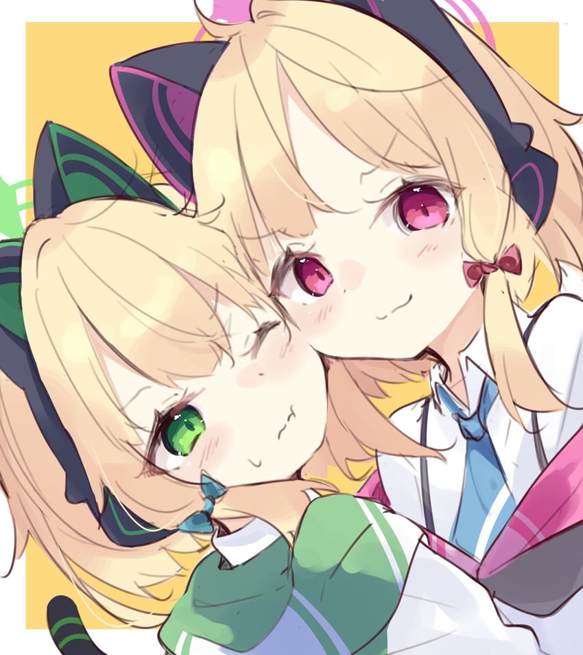 momoi and midori (blue archive) drawn by kyuukon_(qkonsan)