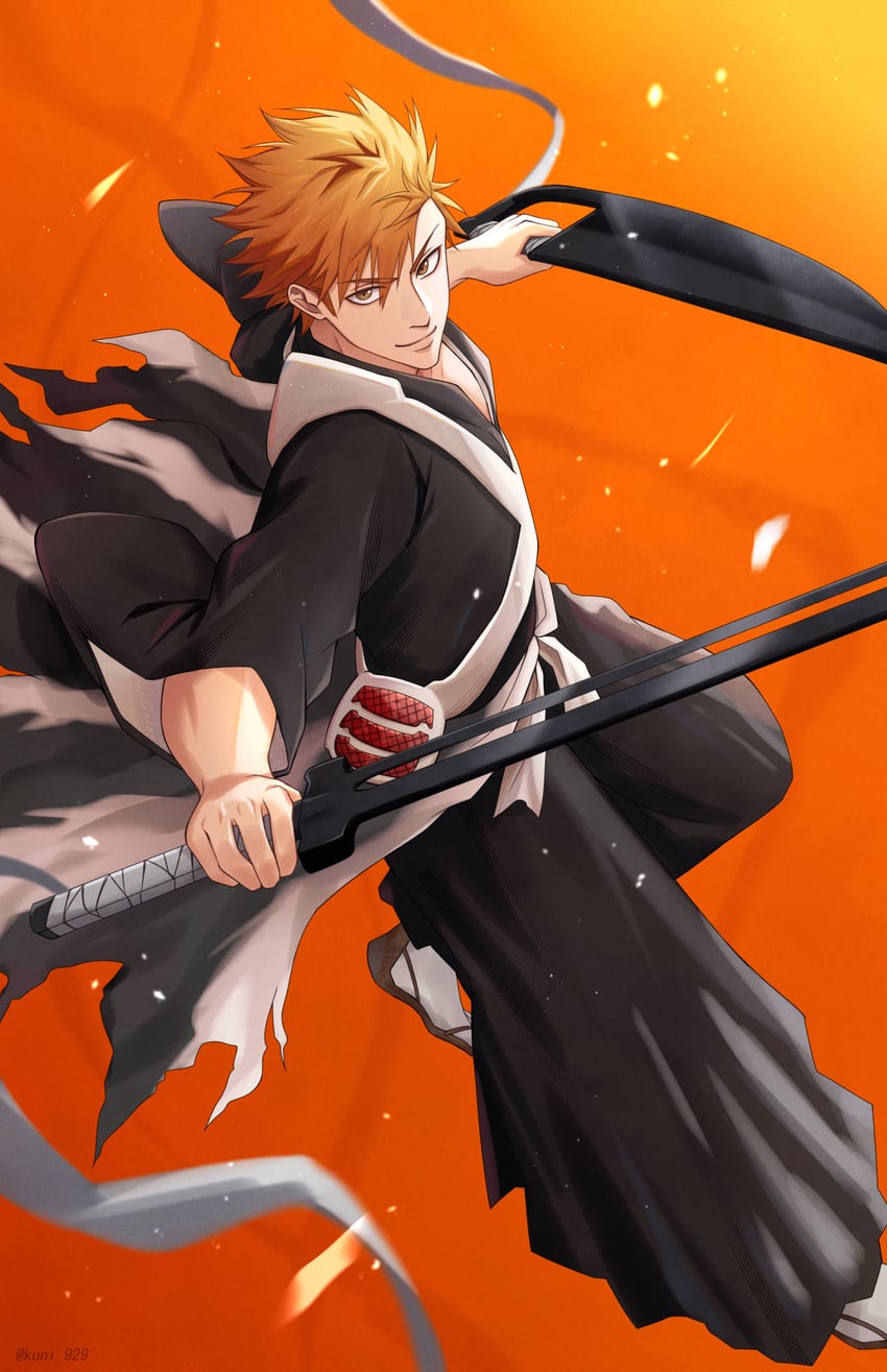 kurosaki ichigo (bleach and 1 more) drawn by kuni_929