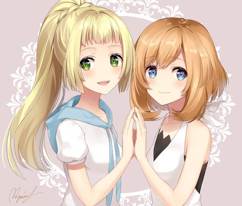 lillie and selene (pokemon and 1 more) drawn by rupinesu
