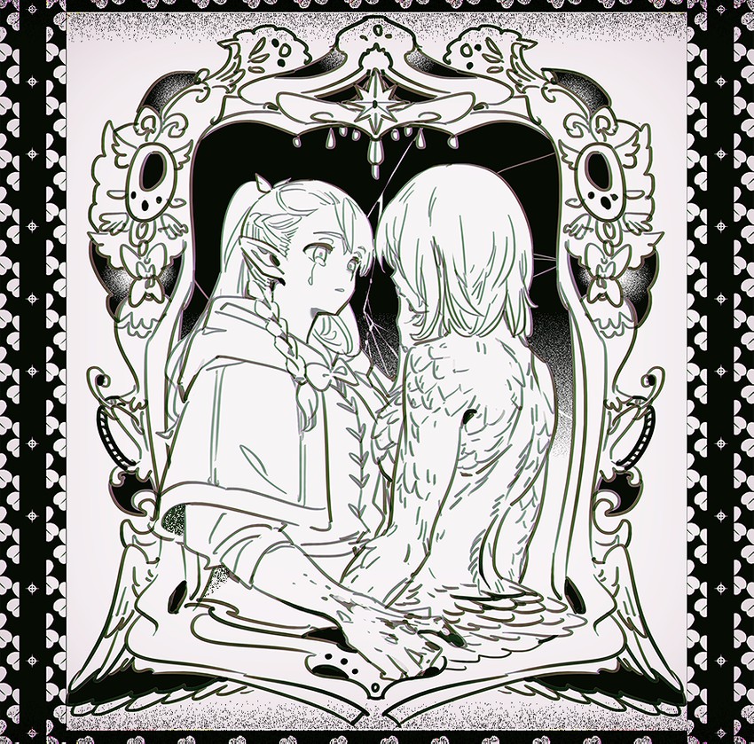 marcille donato and falin touden (dungeon meshi) drawn by haun