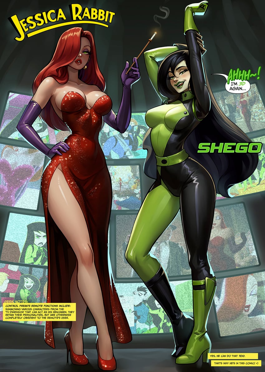 shego, jessica rabbit, kim possible, and ron stoppable (kim possible and 1 more) drawn by sane-person