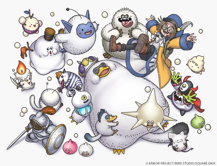 slime, platypunk, teeny sanguini, jailcat, wrecktor, and 8 more (dragon quest and 1 more)