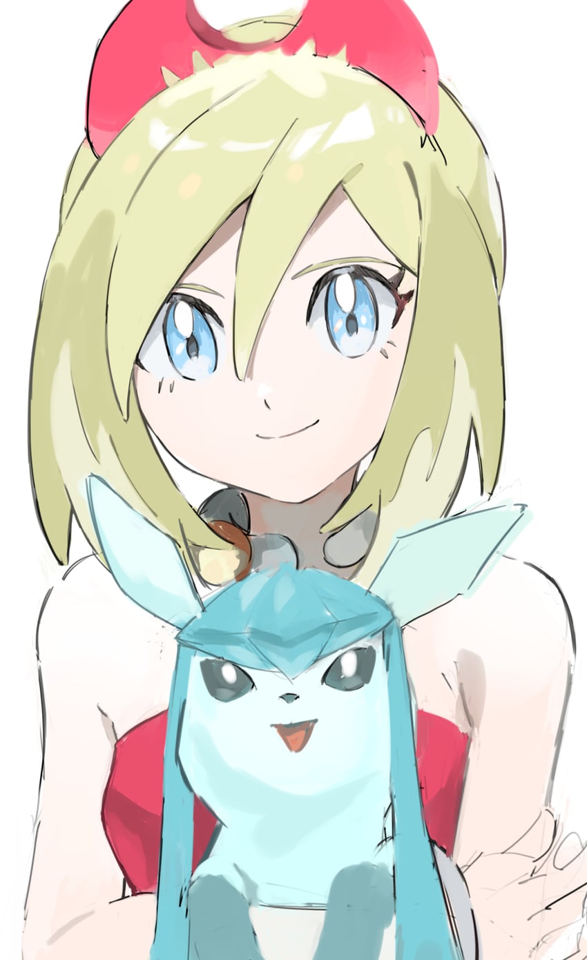 glaceon and irida (pokemon and 1 more) drawn by ga4me4