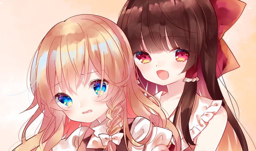 hakurei reimu and kirisame marisa (touhou) drawn by cacao_(cacaomgmg)