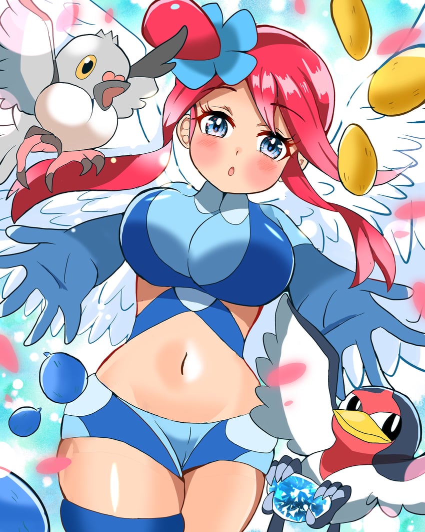 skyla, pidove, and taillow (pokemon and 1 more) drawn by carrot_summer