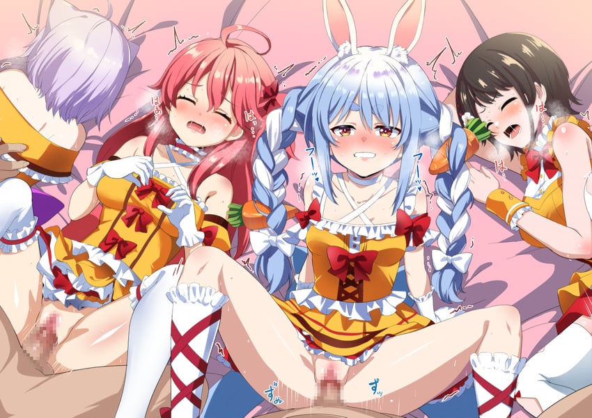 usada pekora, nekomata okayu, sakura miko, and oozora subaru (hololive) drawn by fuyumi_kazuki