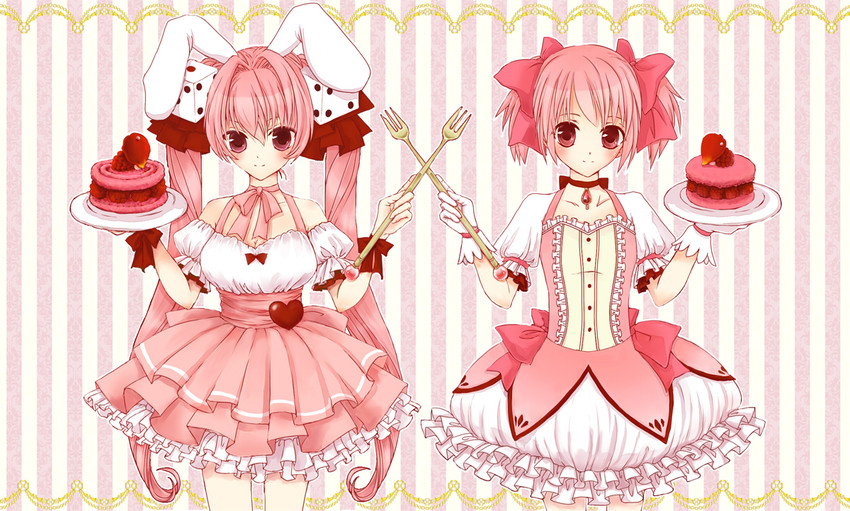 kaname madoka and usada hikaru (mahou shoujo madoka magica and 1 more) drawn by mari_(fool_lovers)
