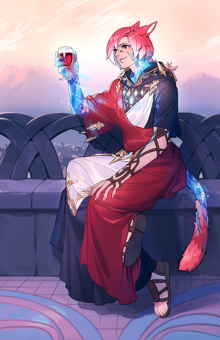 g'raha tia and crystal exarch (final fantasy and 1 more) drawn by solthrys