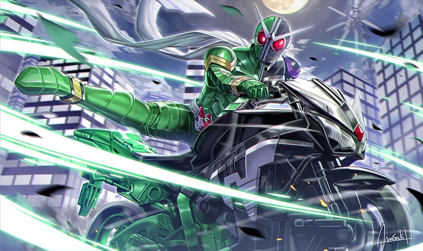 kamen rider double (kamen rider and 2 more) drawn by amasaki_yusuke