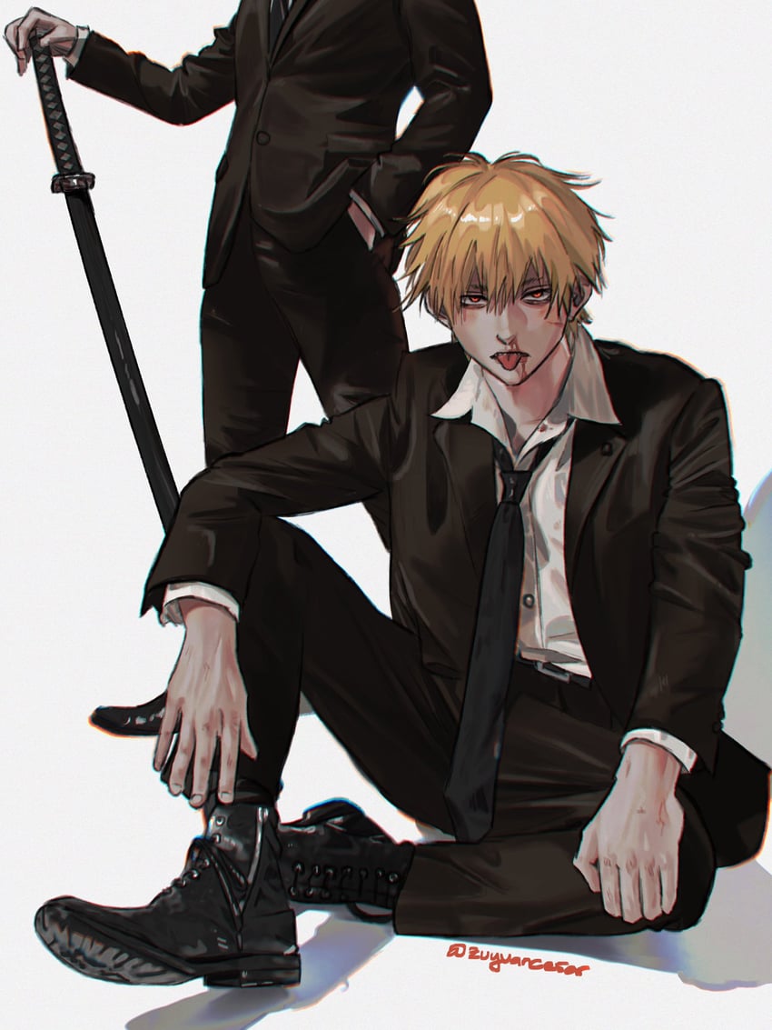 denji and hayakawa aki (chainsaw man) drawn by zu_yuan_cesar
