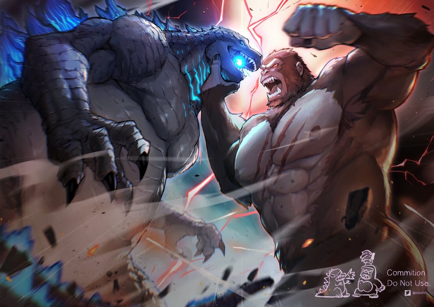 godzilla, king kong, and kong (godzilla and 3 more) drawn by xiao_(creation0528)