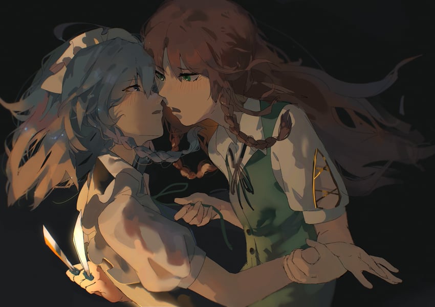 izayoi sakuya and hong meiling (touhou) drawn by kinoko_(kino2435006)