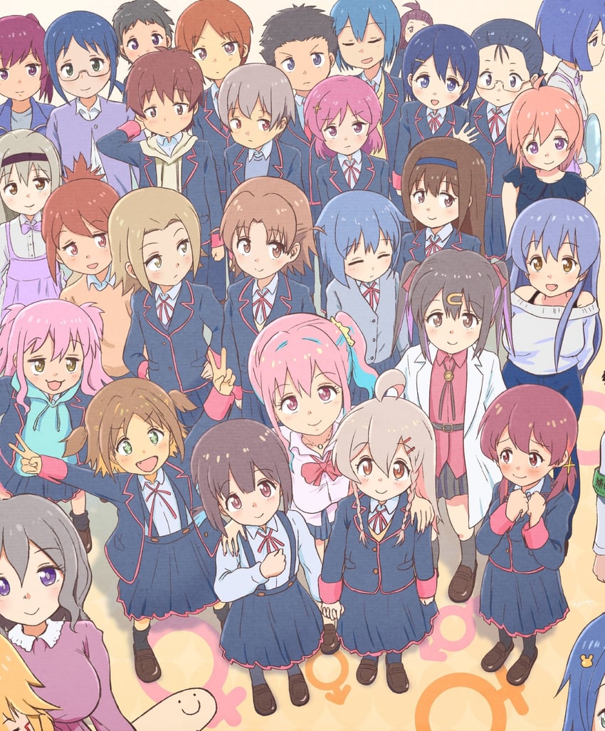 oyama mahiro, oyama mihari, hozuki momiji, oka asahi, hozuki kaede, and 19 more (onii-chan wa oshimai!) drawn by hiyama_yuu_(wee259hiyama)