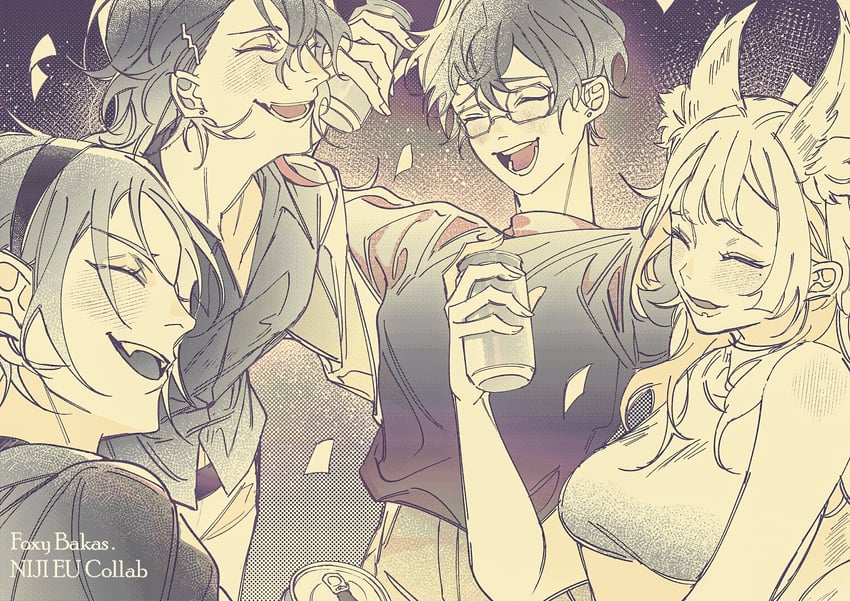 ike eveland, vox akuma, nina kosaka, and mysta rias (nijisanji and 1 more) drawn by rrein_vvv