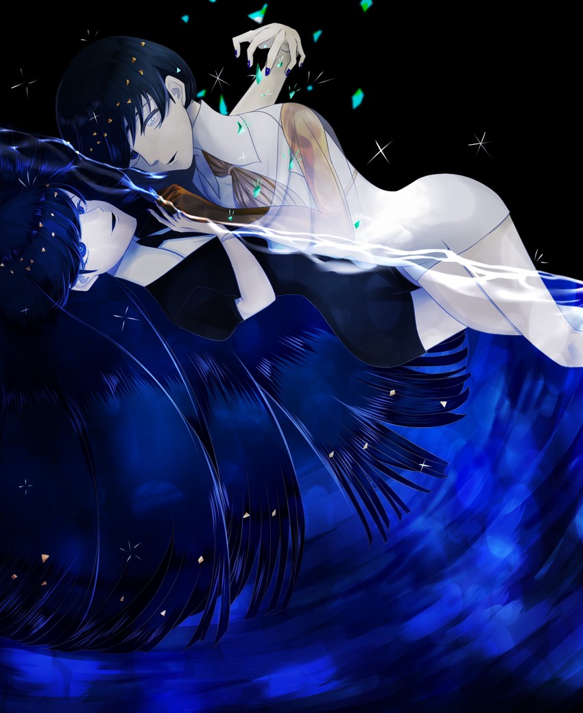 phosphophyllite and lapis lazuli (houseki no kuni) drawn by kinoko_(tktkxlx)