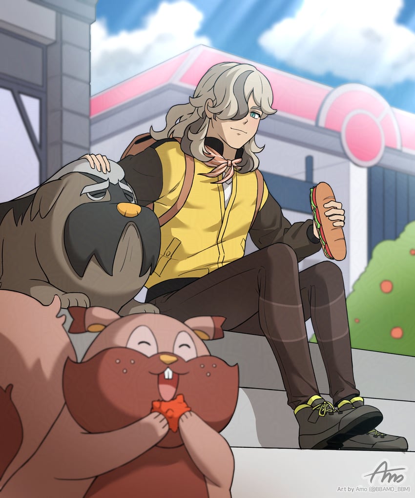 arven, mabosstiff, and greedent (pokemon and 1 more) drawn by amo_(bbamo_bbm)
