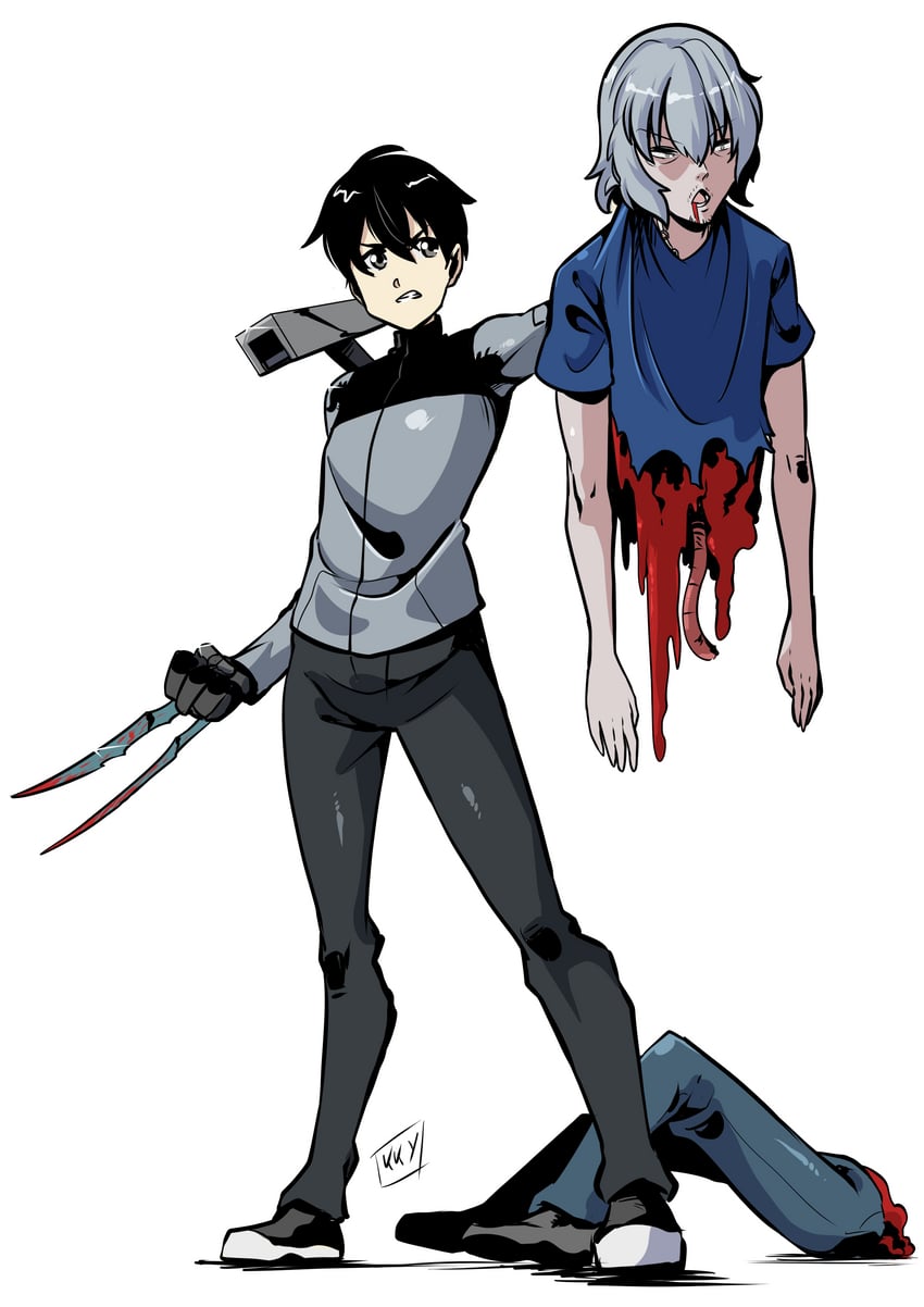 kirito and atsushi kanamoto (sword art online) drawn by kukuruyo