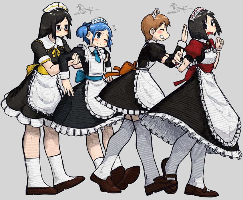 shinonome nano, naganohara mio, aioi yuuko, and minakami mai (nichijou) drawn by bone_nigi