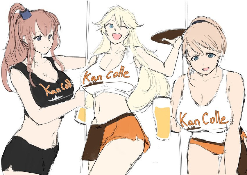 iowa, saratoga, and intrepid (kantai collection and 1 more) drawn by mrdotd