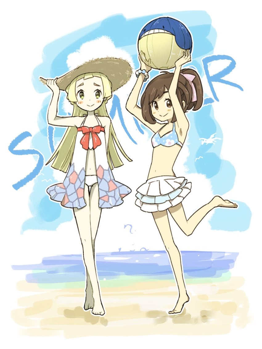 lillie, selene, and wailmer (pokemon and 1 more) drawn by miu_(miuuu_721)