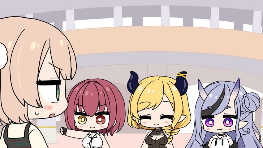 houshou marine, yuzuki choco, shigure ui, and rindou mikoto (hololive and 2 more) drawn by momonofu