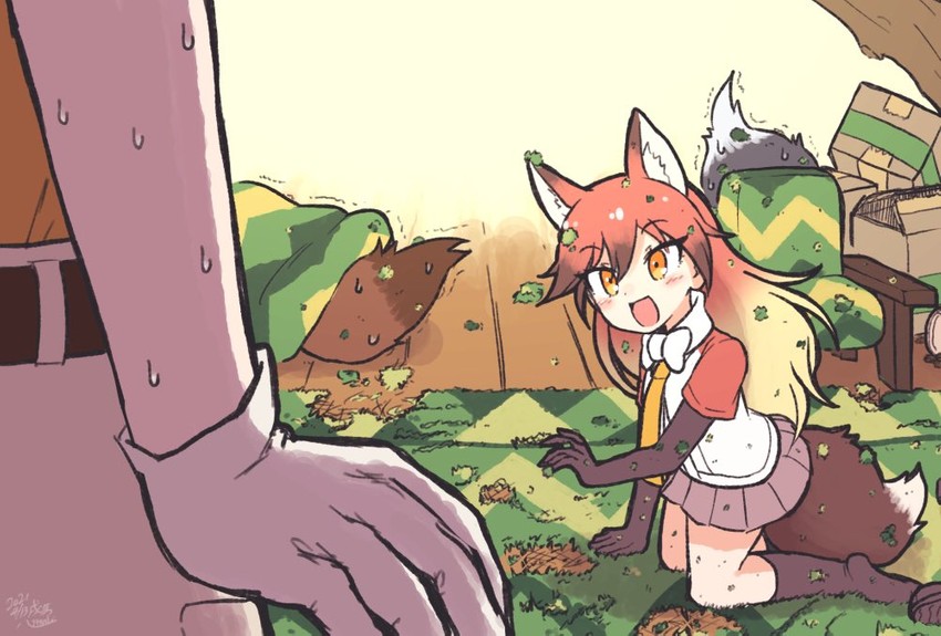 silver fox, ezo red fox, captain, and red fox (kemono friends and 1 more) drawn by kitsunetsuki_itsuki