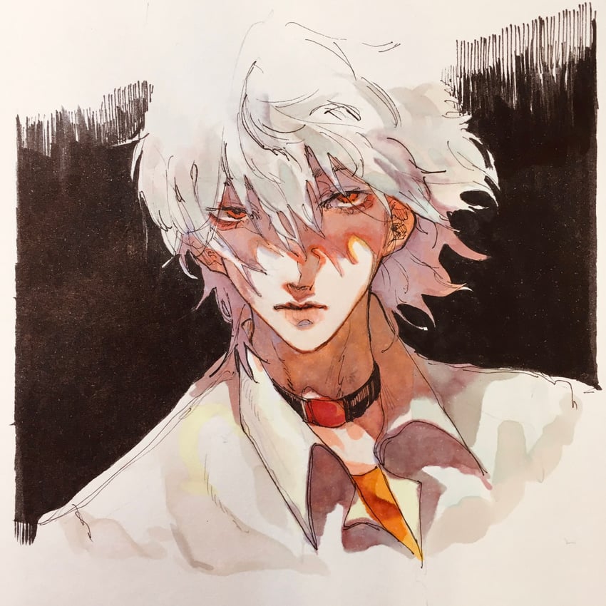 nagisa kaworu (neon genesis evangelion and 2 more) drawn by shichimi_enci