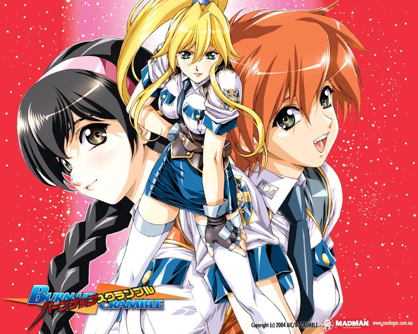 kinezono rio, jinguu maya, and lilica evett (burn-up and 1 more) drawn by urushihara_satoshi