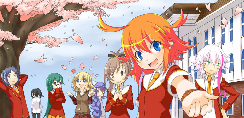 lavian merry, mitsuki haru, nagiwa yoriko, hanatsuki yoshiki, kamikata shinnosuke, and 3 more (manken!) drawn by kanamari_yukikuni