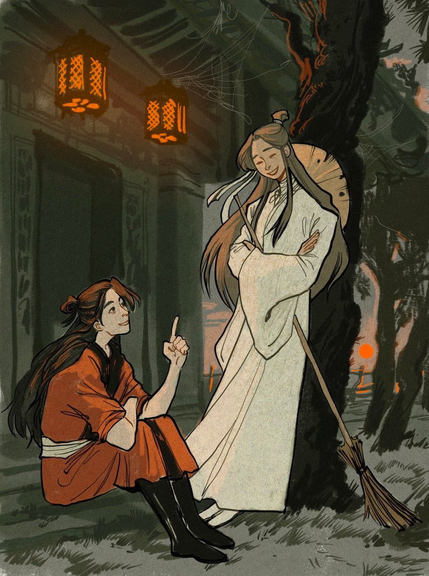 xie lian, hua cheng, and san lang (tianguan cifu) drawn by yaroslava_murashko
