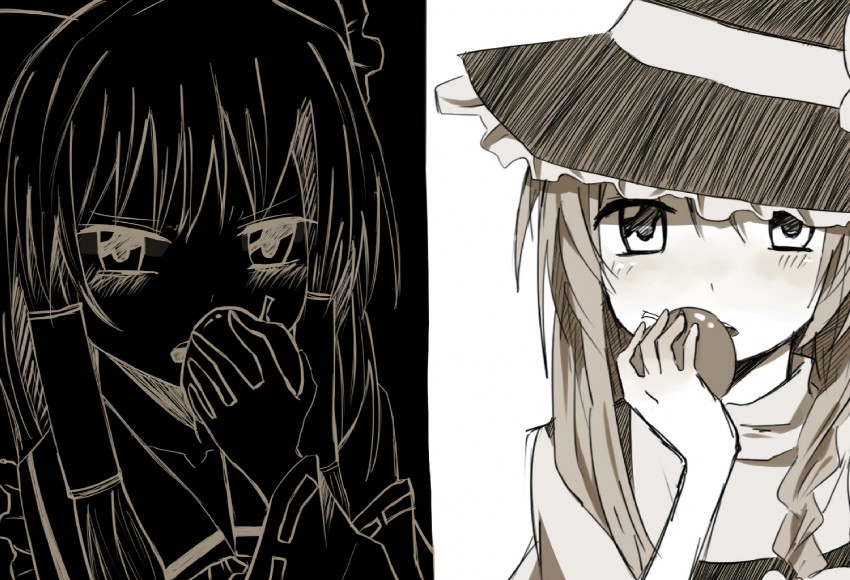 hakurei reimu and kirisame marisa (touhou) drawn by orange_(bibiko)
