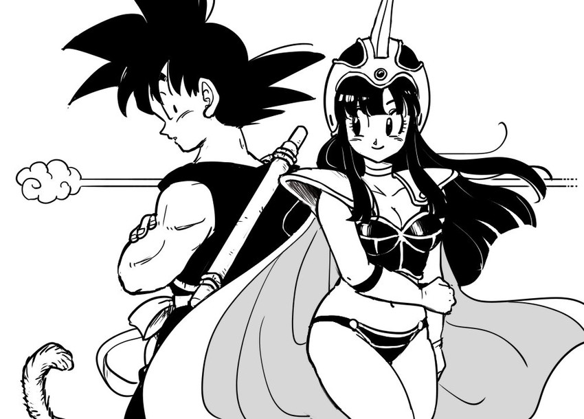 son goku and chi-chi (dragon ball) drawn by tkgsize