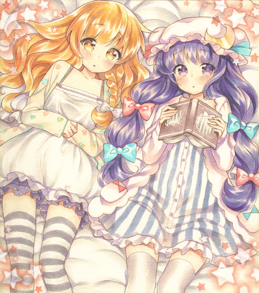 kirisame marisa and patchouli knowledge (touhou) drawn by mugicha_(mugicha0929)