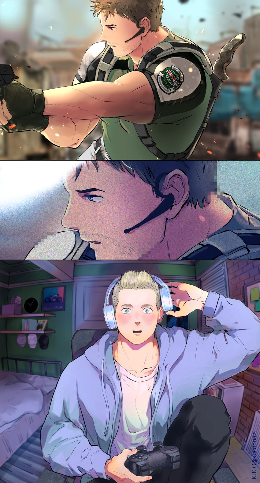 chris redfield and piers nivans (resident evil and 2 more) drawn by kuconoms