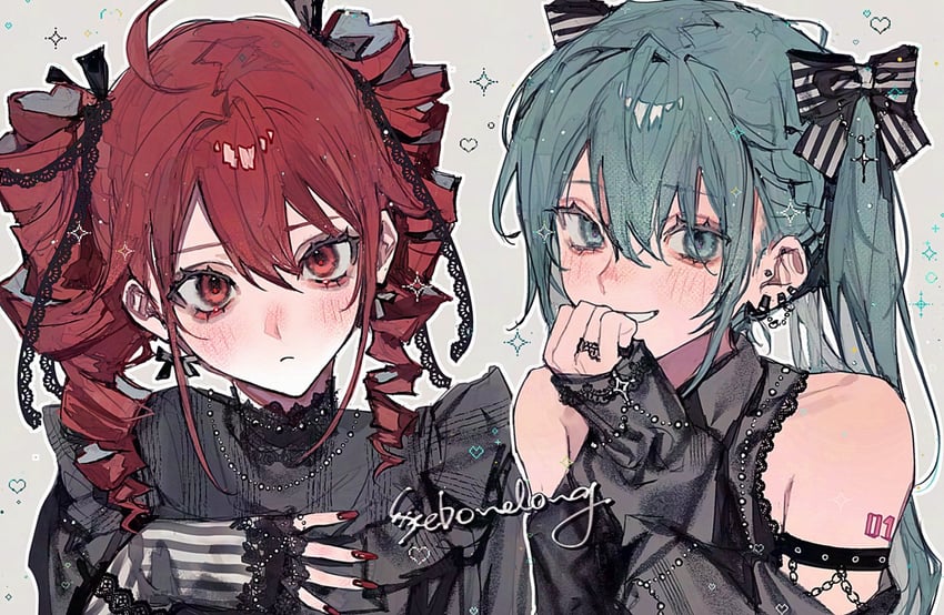 hatsune miku and kasane teto (vocaloid and 1 more) drawn by sebone_long