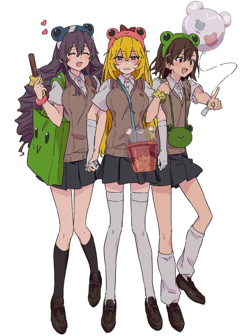 misaka mikoto, shokuhou misaki, gekota, hokaze junko, and pyonko (toaru majutsu no index and 2 more) drawn by teruya_(6w6y)