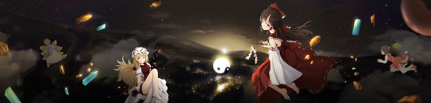 hakurei reimu, yakumo yukari, yakumo ran, and chen (touhou) drawn by an-telin