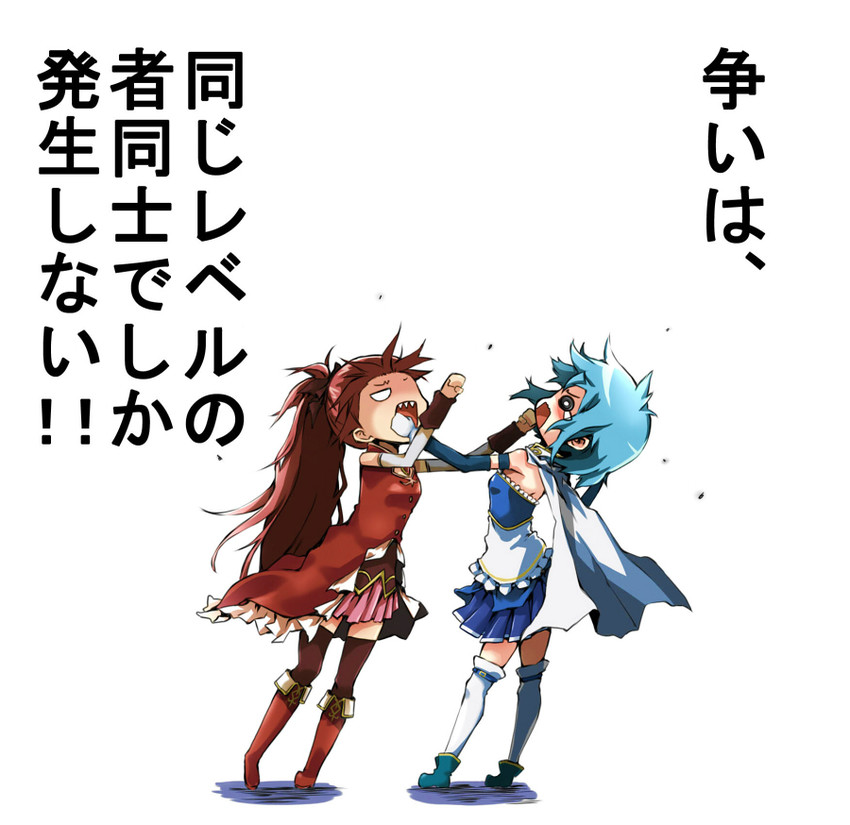 miki sayaka and sakura kyoko (mahou shoujo madoka magica and 1 more) drawn by koge-owl