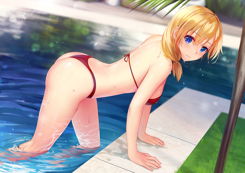 Outdoor wet blonde anime