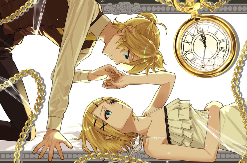 kagamine rin and kagamine len (vocaloid and 1 more) drawn by nigatsumikka