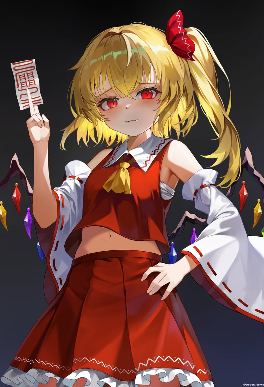 hakurei reimu and flandre scarlet (touhou) drawn by dobostorte